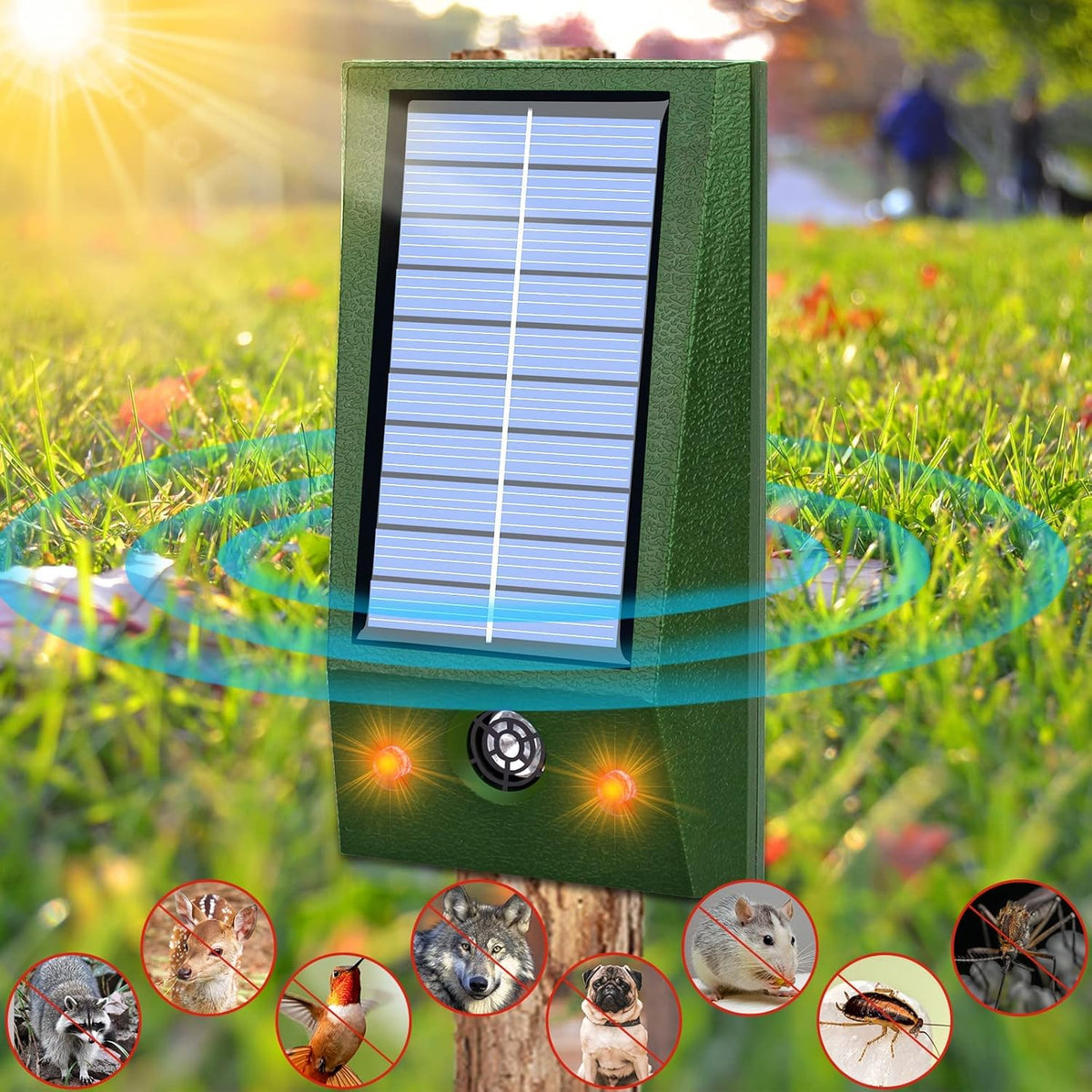 Solar Ultrasonic Bird Repeller with Motion Sensor