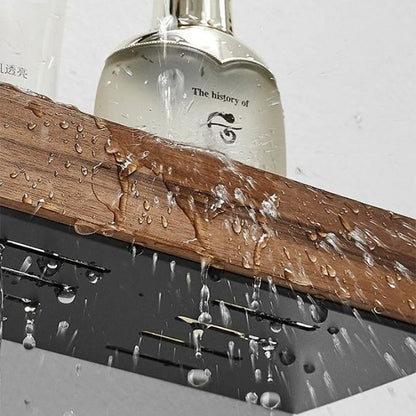 Solid Wood Adhesive Bathroom Wall Shelf Organizer
