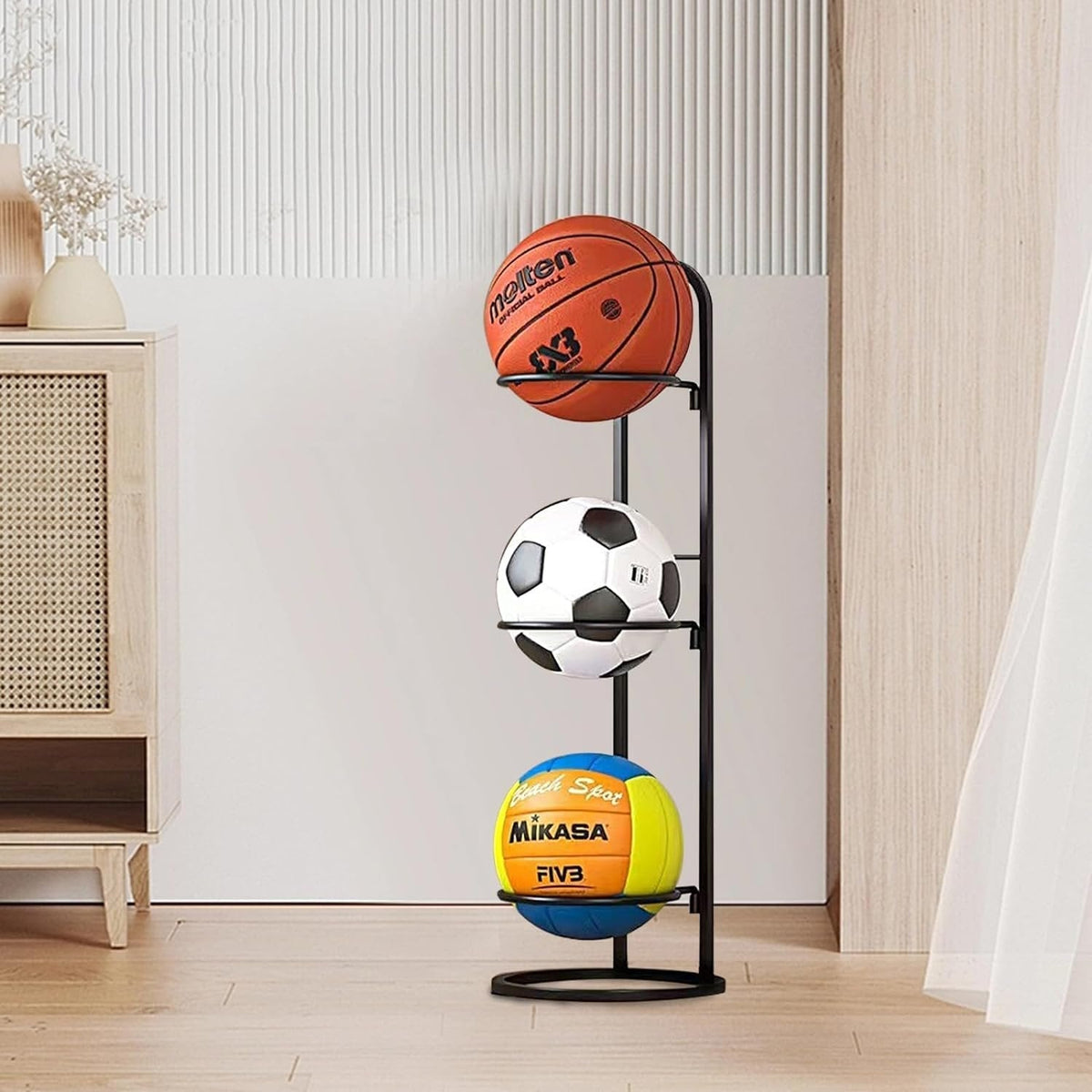 Sports Ball Storage Rack with Multi Tier Organizer