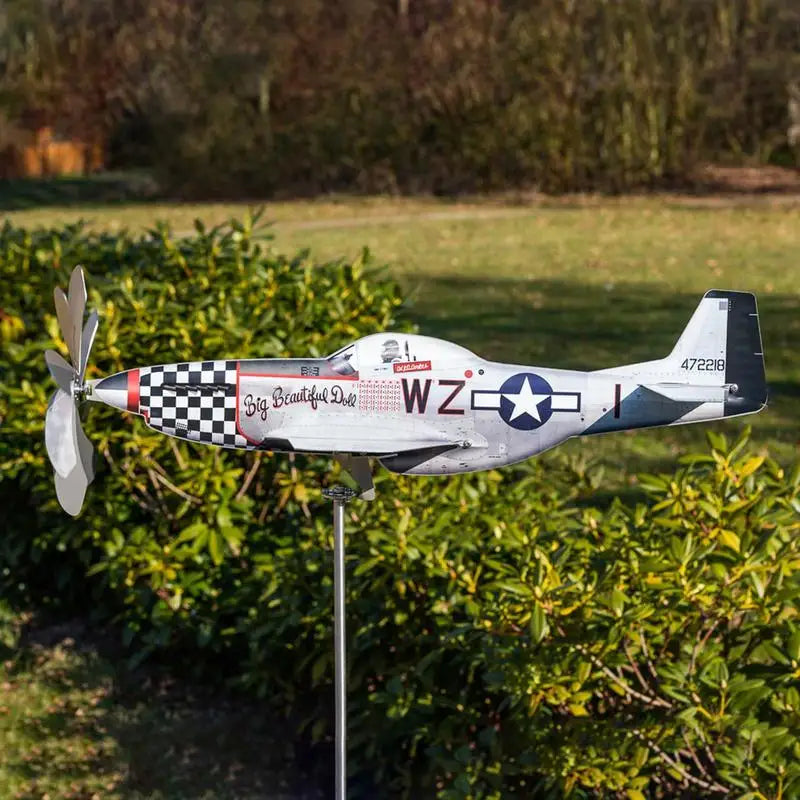 Stainless Steel Airplane Wind Spinner Garden Decor