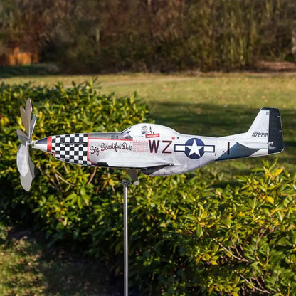 Stainless Steel Airplane Wind Spinner Garden Decor