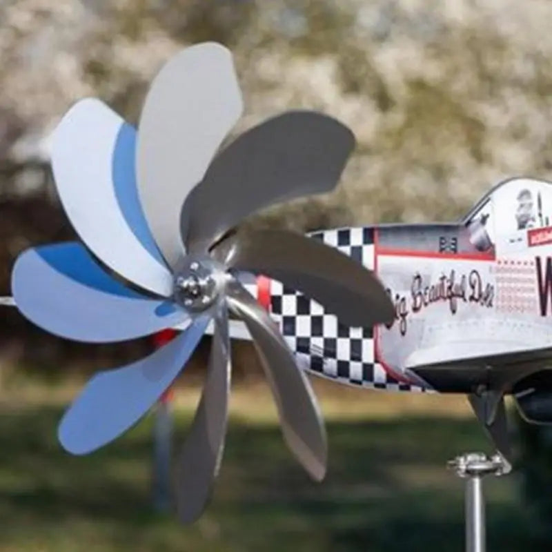 Stainless Steel Airplane Wind Spinner Garden Decor
