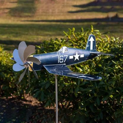 Stainless Steel Airplane Wind Spinner Garden Decor