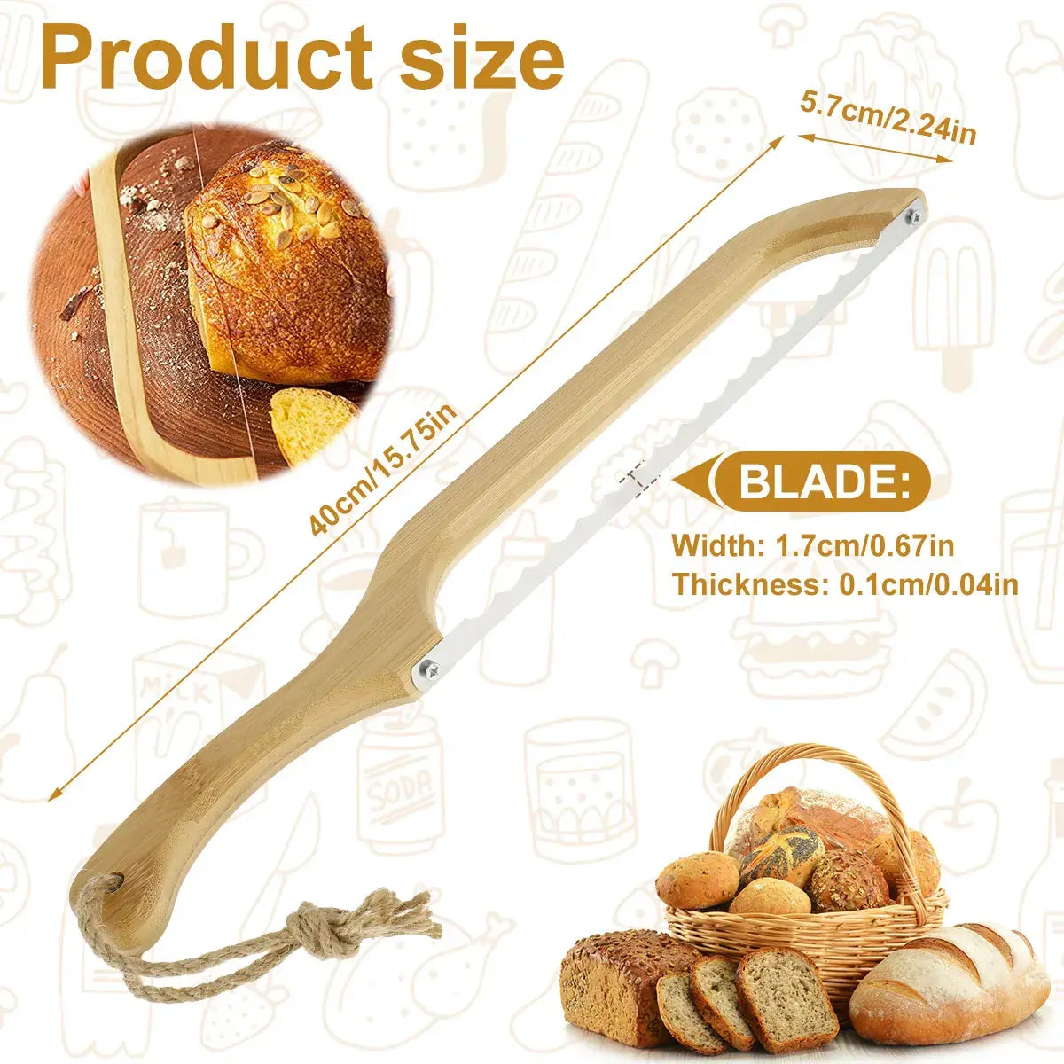 Stainless Steel Bread Knife with Ergonomic Wooden Handle