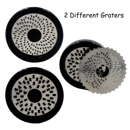 Stainless Steel Cheese Grater with 2 Interchangeable Cutting Inserts