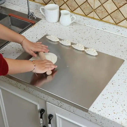 Stainless Steel Cutting Board with Non Slip Base and Lip