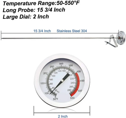 Stainless Steel Deep Fry Thermometer with 16 Inch Long Probe