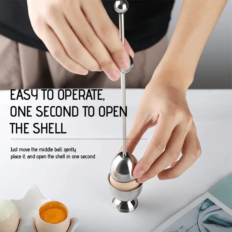 Stainless Steel Egg Cracker Tool for Soft and Boiled Eggs