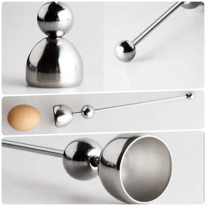 Stainless Steel Egg Cracker Tool for Soft and Boiled Eggs