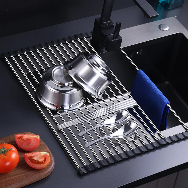 Stainless Steel Foldable Dish Drying Rack for Kitchen Sink