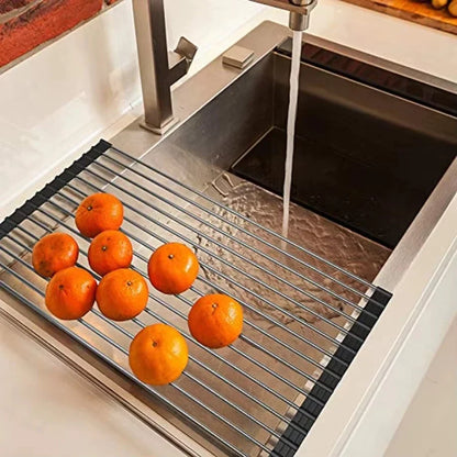 Stainless Steel Foldable Dish Drying Rack for Kitchen Sink