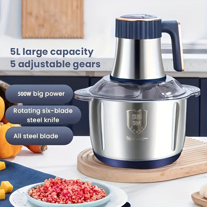 Stainless Steel Food Processor 5L Electric Meat Grinder Chopper