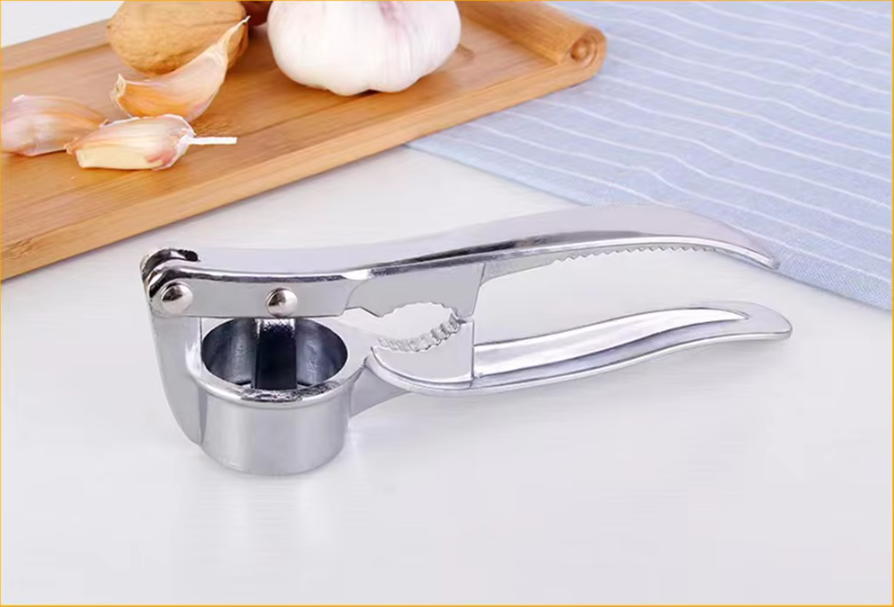 Stainless Steel Garlic Press with Ergonomic Handle