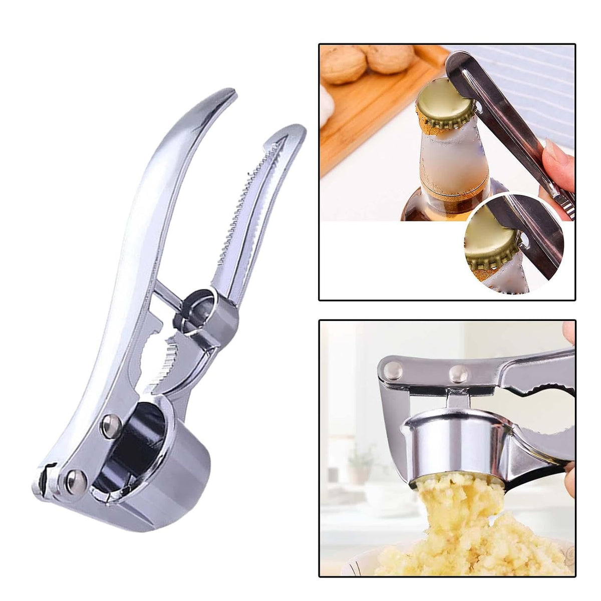 Stainless Steel Garlic Press with Ergonomic Handle