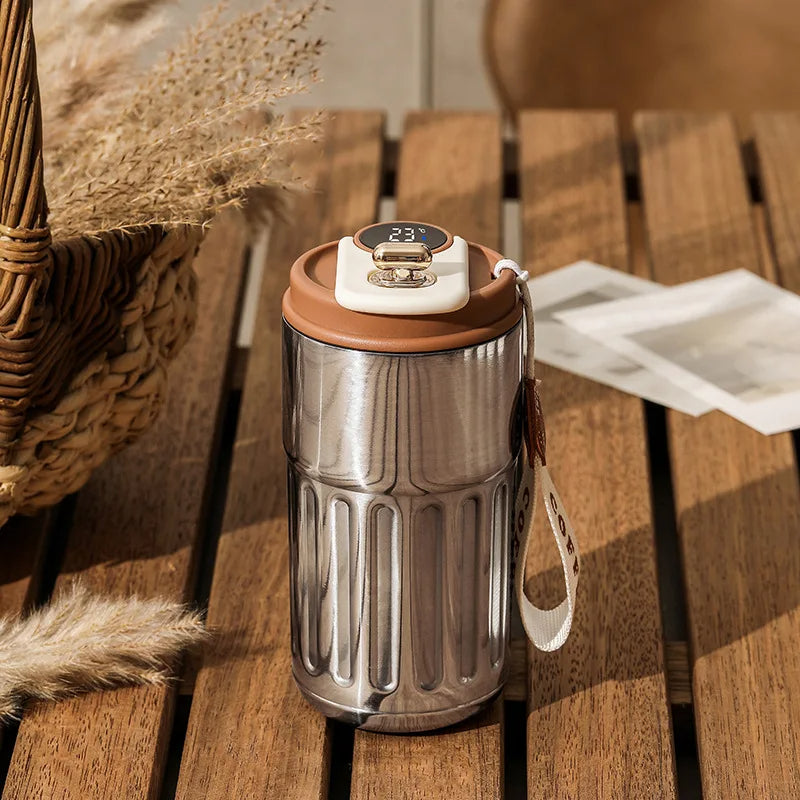 Stainless Steel Insulated Travel Coffee Mug with Temperature Display