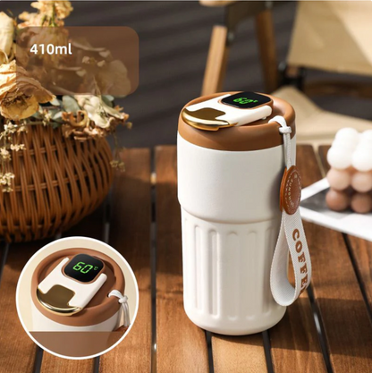 Stainless Steel Insulated Travel Coffee Mug with Temperature Display