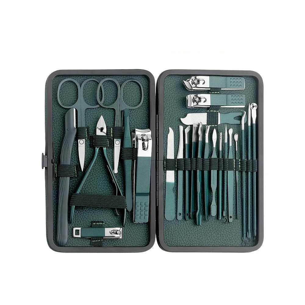 Stainless Steel Manicure Pedicure Grooming Kit 7 13 or 24 Piece Set