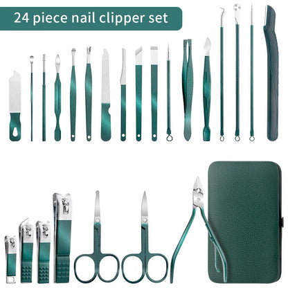 Stainless Steel Manicure Pedicure Grooming Kit 7 13 or 24 Piece Set