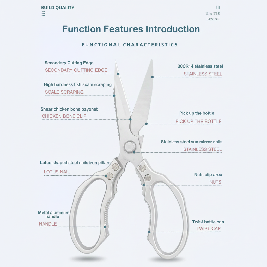 Stainless Steel Multi Purpose Kitchen Scissors Heavy Duty