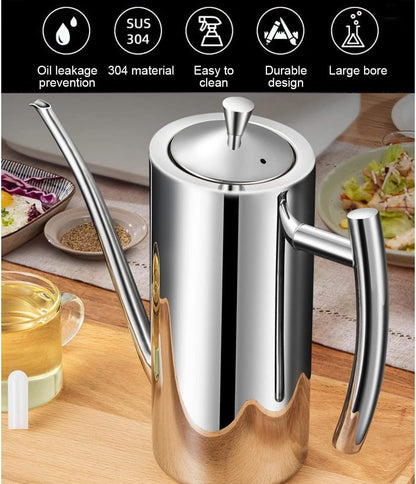 Stainless Steel Oil Dispenser Bottle with Precision Pour Spout