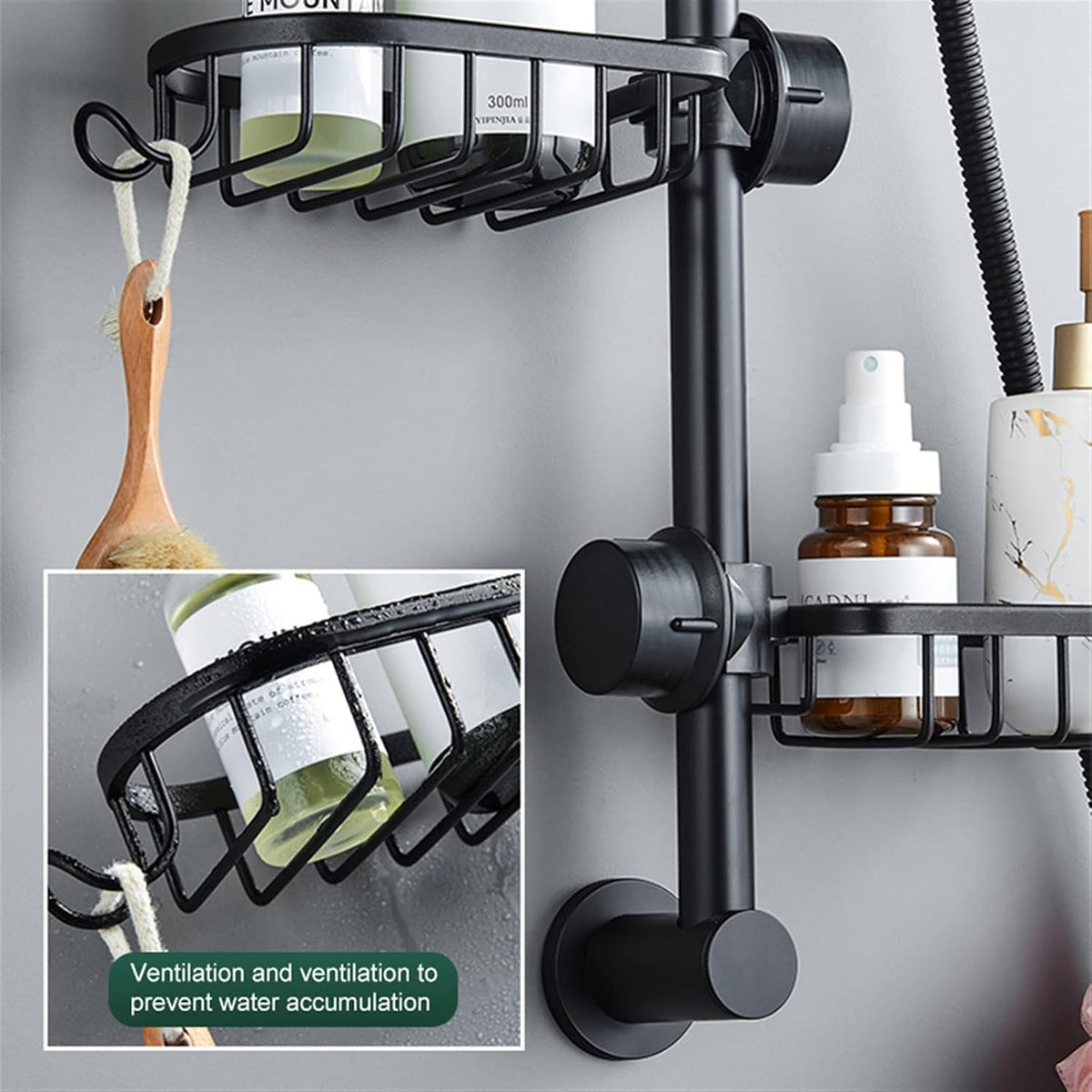 Stainless Steel Shower Shelf Organizer for Shower Pole
