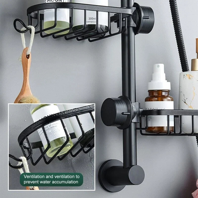 Stainless Steel Shower Shelf Organizer with Hanging Storage Basket