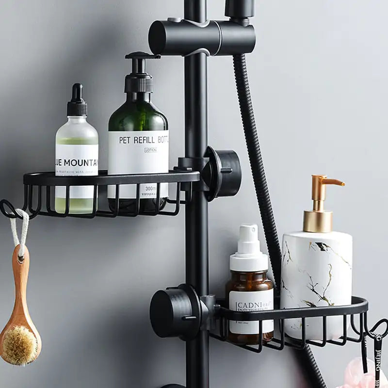 Stainless Steel Shower Shelf Organizer with Hanging Storage Basket