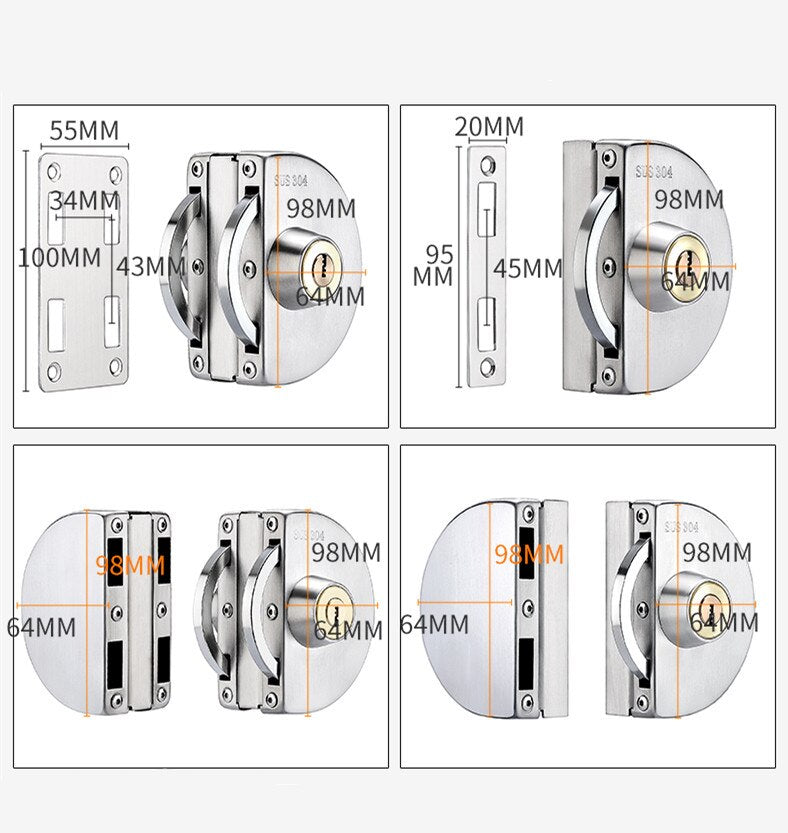 Stainless Steel Sliding Glass Door Security Lock