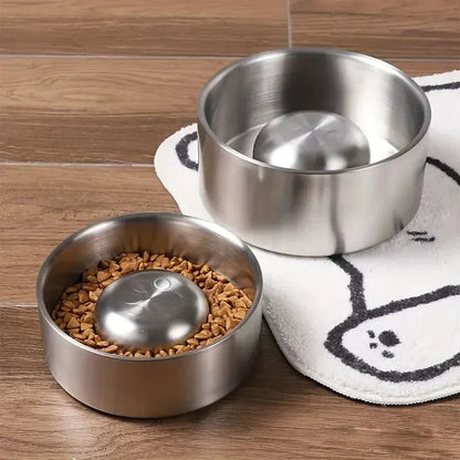 Stainless Steel Slow Feed Dog Bowl