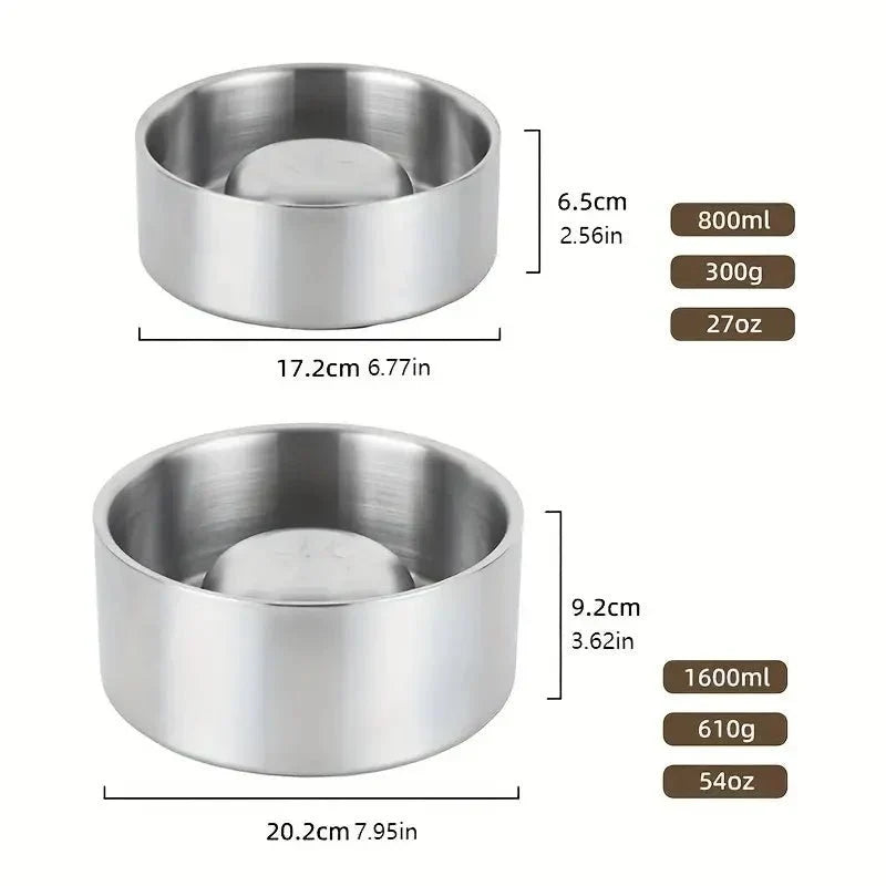 Stainless Steel Slow Feed Dog Bowl