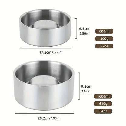 Stainless Steel Slow Feed Dog Bowl