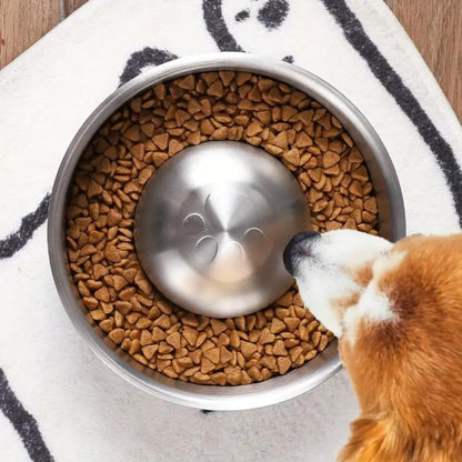 Stainless Steel Slow Feed Dog Bowl