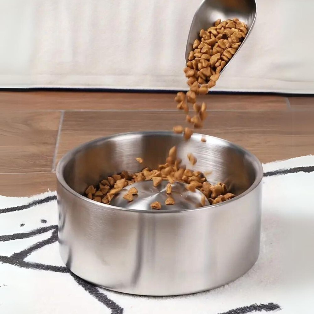Stainless Steel Slow Feed Dog Bowl