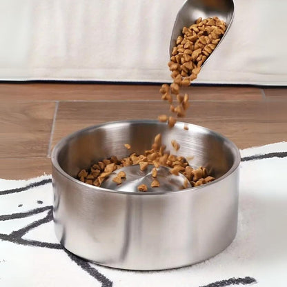 Stainless Steel Slow Feed Dog Bowl