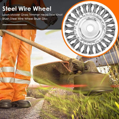 Steel Wire Brush Trimmer Head for Weed Removal and Surface Cleaning