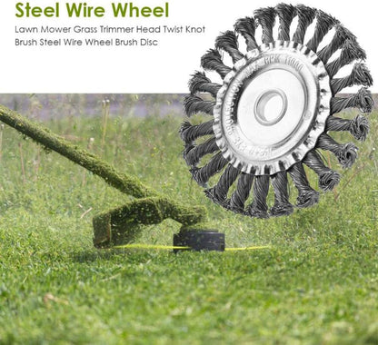 Steel Wire Brush Trimmer Head for Weed Removal and Surface Cleaning