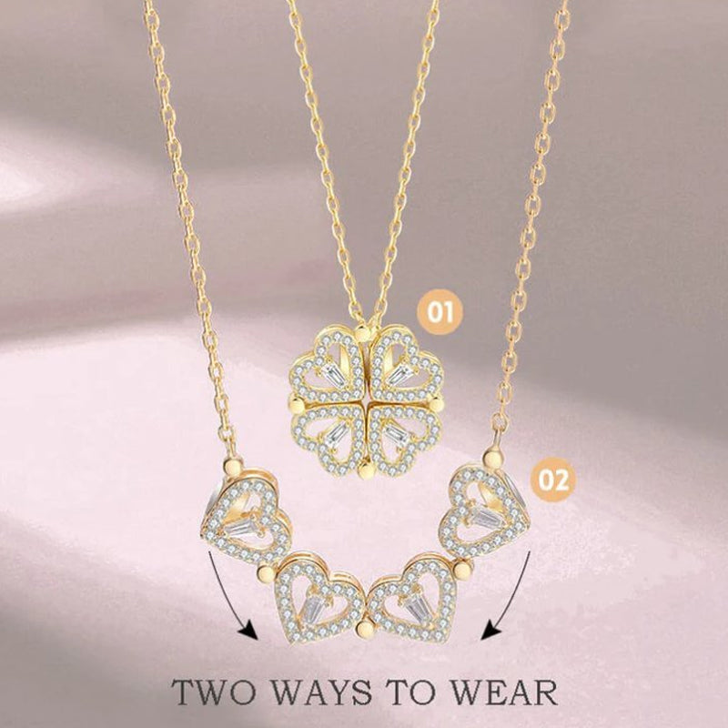 Sterling Silver Lucky Heart Clover Necklace