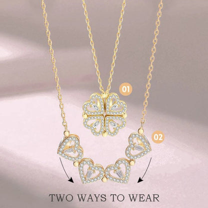 Sterling Silver Lucky Heart Clover Necklace