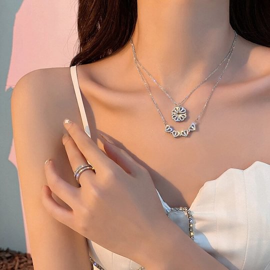 Sterling Silver Lucky Heart Clover Necklace