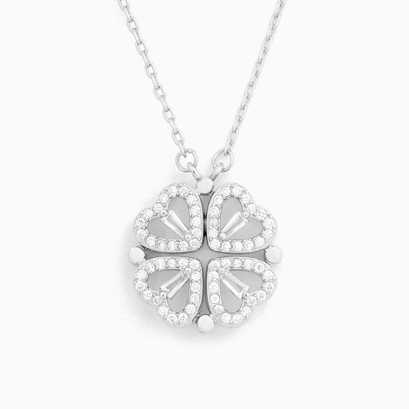 Sterling Silver Lucky Heart Clover Necklace