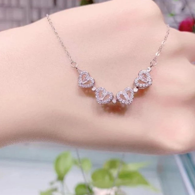 Sterling Silver Lucky Heart Clover Necklace
