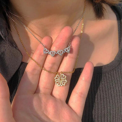 Sterling Silver Lucky Heart Clover Necklace