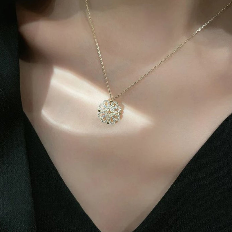 Sterling Silver Lucky Heart Clover Necklace