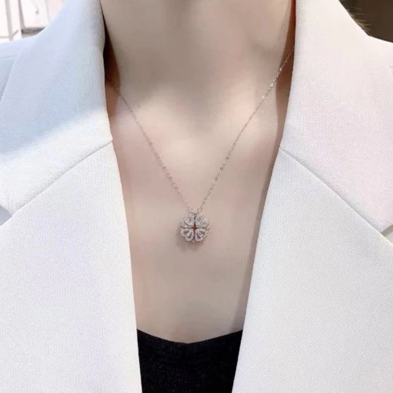 Sterling Silver Lucky Heart Clover Necklace