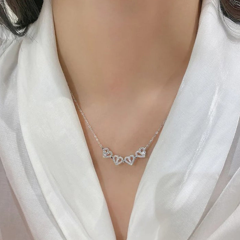 Sterling Silver Lucky Heart Clover Necklace