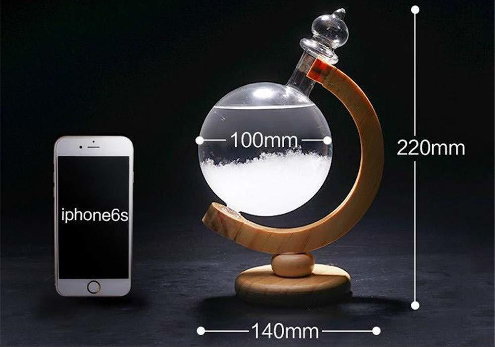 Storm Glass Weather Forecast Crystal Barometer with Wooden Base