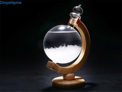 Storm Glass Weather Forecast Crystal Barometer with Wooden Base