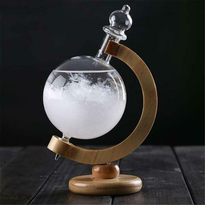 Storm Glass Weather Forecast Crystal with Wooden Base