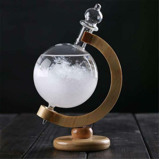 Storm Glass Weather Forecast Crystal with Wooden Base