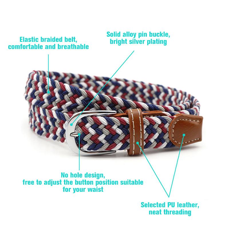 Stretch Braided Belt Adjustable Elastic Woven Waist Belt